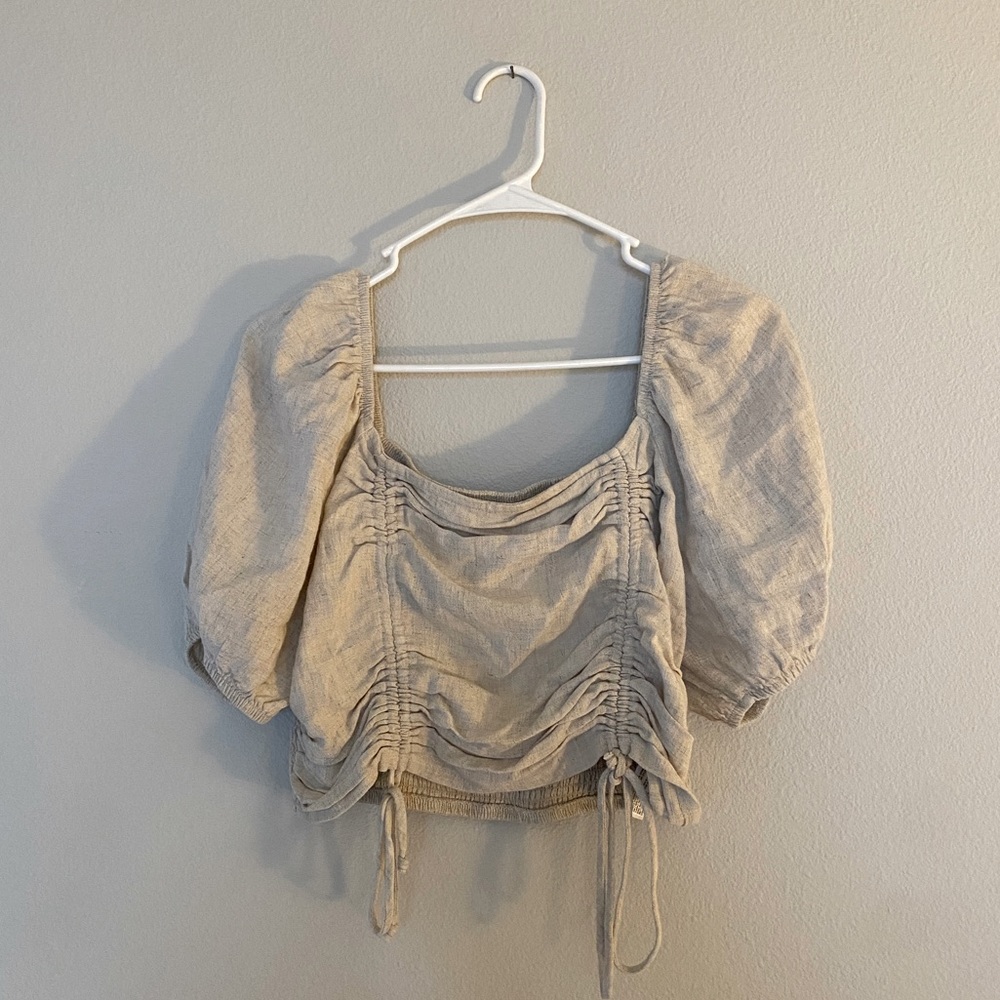 Wild Fable Tie Crop Top with Bell Sleeves